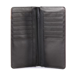 Montana West Mens Embroidered Boot Scroll Bifold Long PU Leather Wallet - Coffee