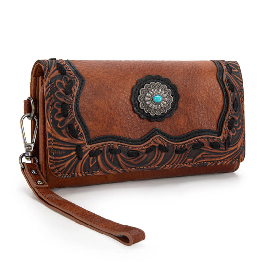 Trinity Ranch Concho Wallet - Brown