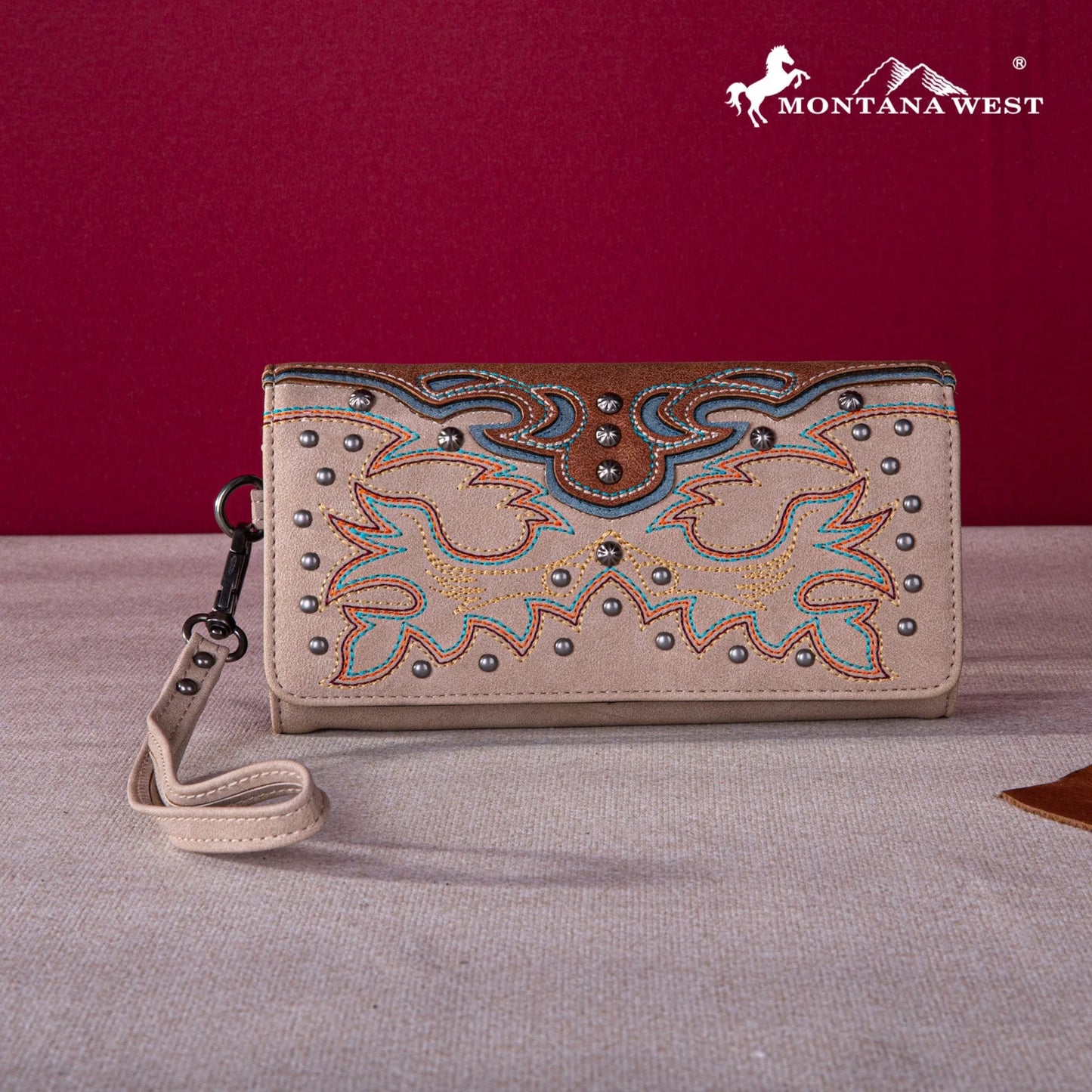 Montana West Floral Embroidered Collection Wallet - Tan - MW1253W002