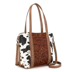Montana West Tooled Carry Tote/Crossbody Bag - Brown