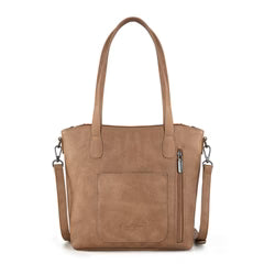 Montana West Tooled Carry Tote/Crossbody Bag - Brown