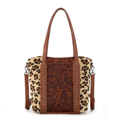 Montana West Tooled Carry Tote/Crossbody Bag - Leopard