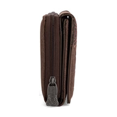 Trinity Ranch Floral Aztec Tooled Wallet - Coffee
