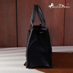 Montana West Buckle Aztec Carry Tote/Crossbody Bag - Black