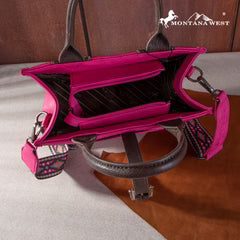 Montana West Buckle Aztec Carry Tote/Crossbody Bag - Hot Pink