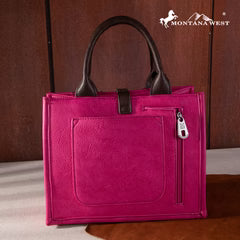 Montana West Buckle Aztec Carry Tote/Crossbody Bag - Hot Pink