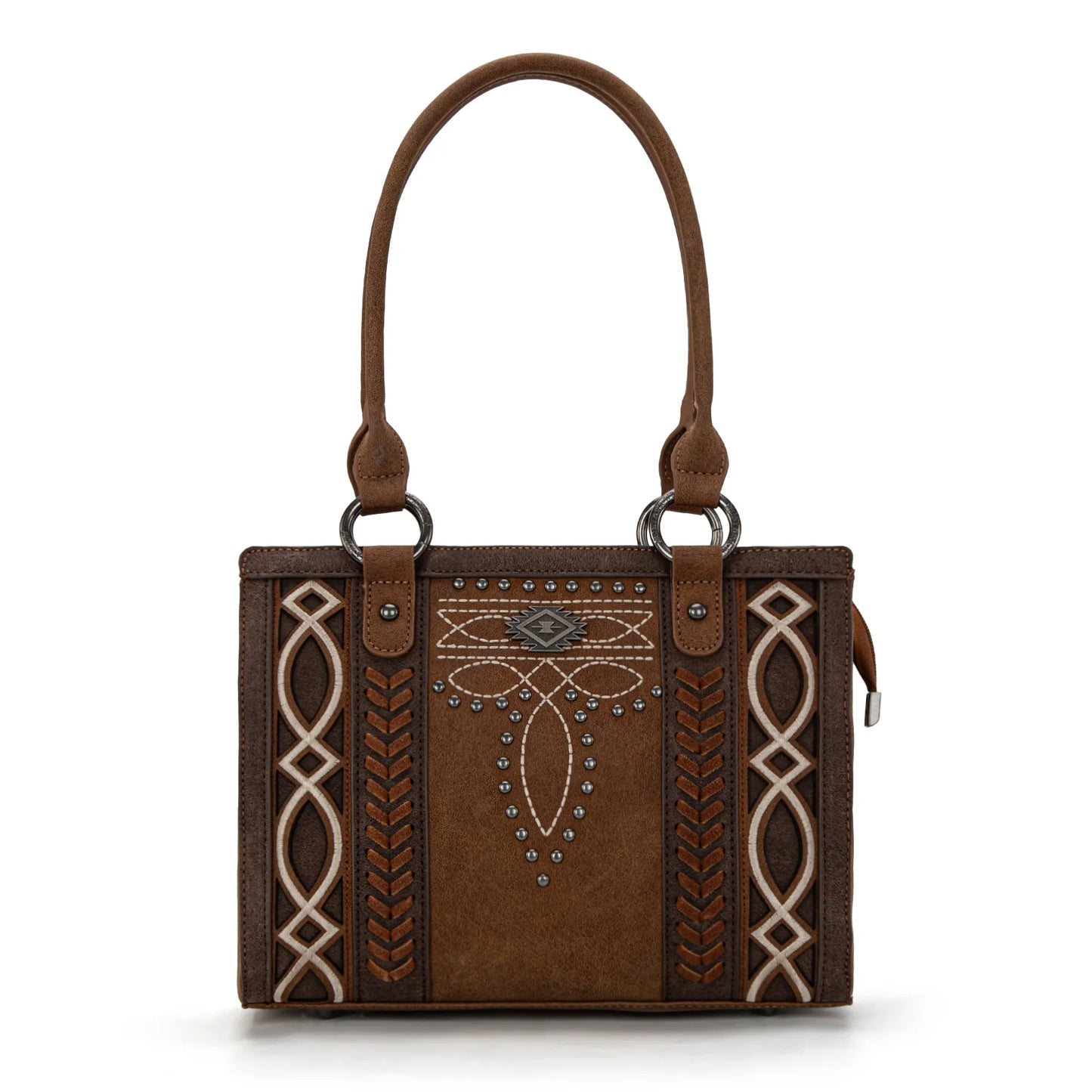 Montana West Cut Out Embroidered Carry Tote - Brown