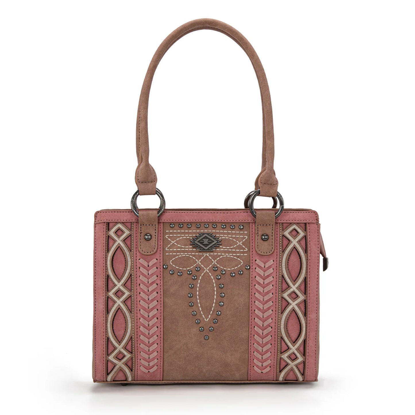 Montana West Cut Out Embroidered Carry Tote - Pink