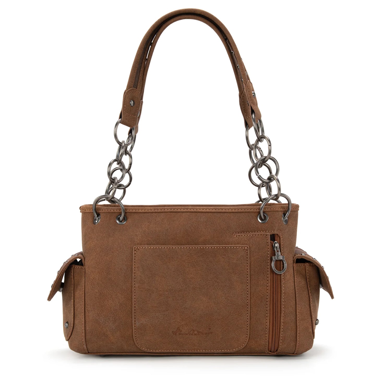 Montana West Cut Out Embroidered Carry Satchel - Brown