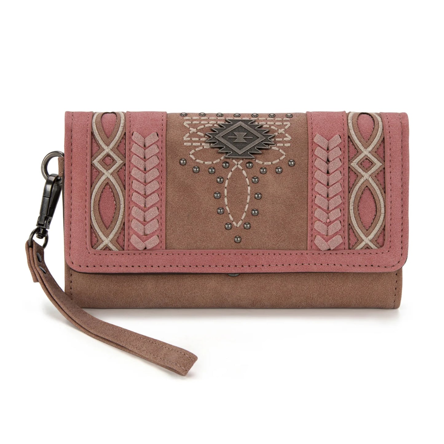 Montana West Cut Out Embroidered Wallet - Pink