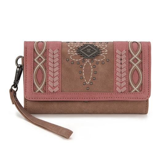 Montana West Cut Out Embroidered Wallet - Pink - MW1325-W018PK