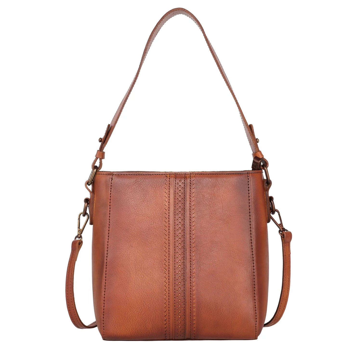 Montana West Hand Paint Genuine Leather Hobo/Crossbody - Brown - MWG04-9069