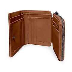 Montana West Genuine Leather Tooled Tri-Fold RFID Wallet - Brown