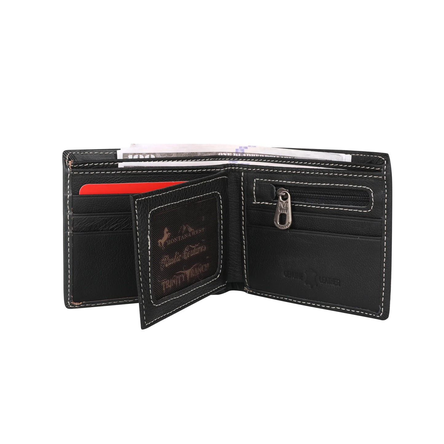 Montana West Genuine Tooled Leather Collection Mens Wallet - Black - MWSW002BK
