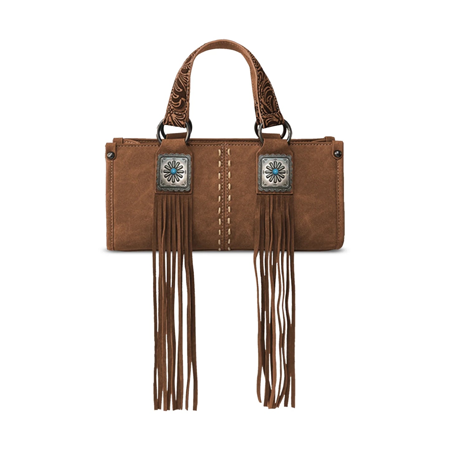 Montana West Western Fringe Concho Mini Crossbody Bag - Brown