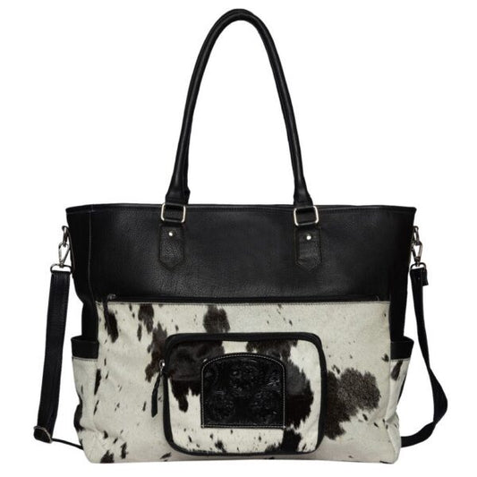 The Design Edge Cowhide and Tooling Nappy Bag - NB 150 - Black & White