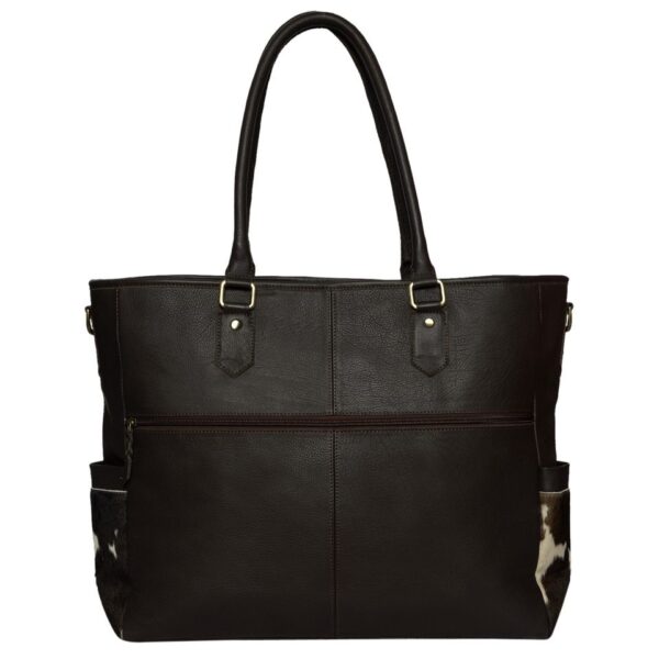 The Design Edge Cowhide and Tooling Nappy Bag - NB 150 - Brown & White