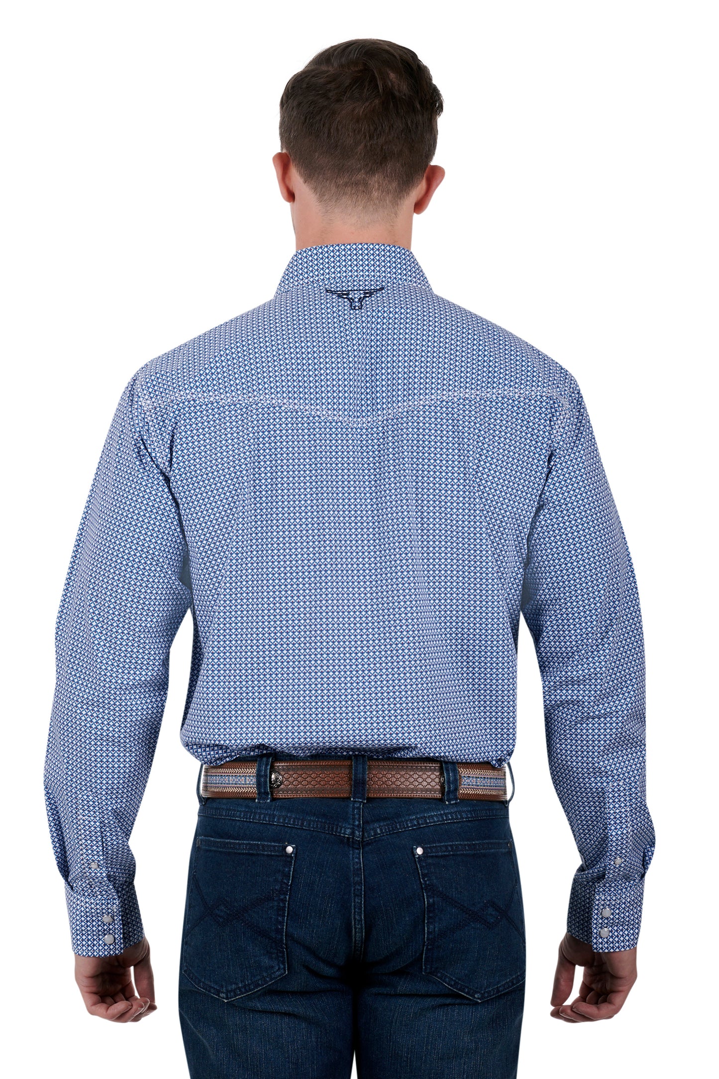Pure Western Mens Oliver L/S Shirt - Blue/Red - P3S1100751