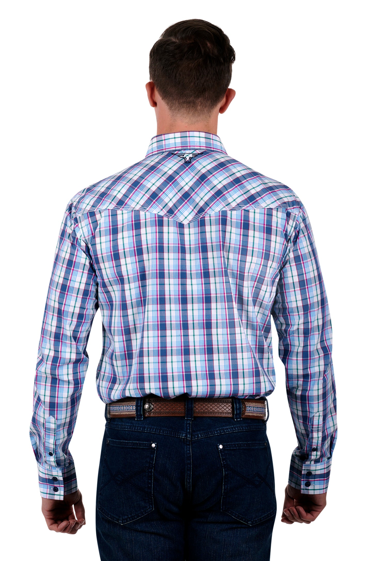 Pure Western Mens Alex L/S Shirt - Blue/Red - P3S1100752