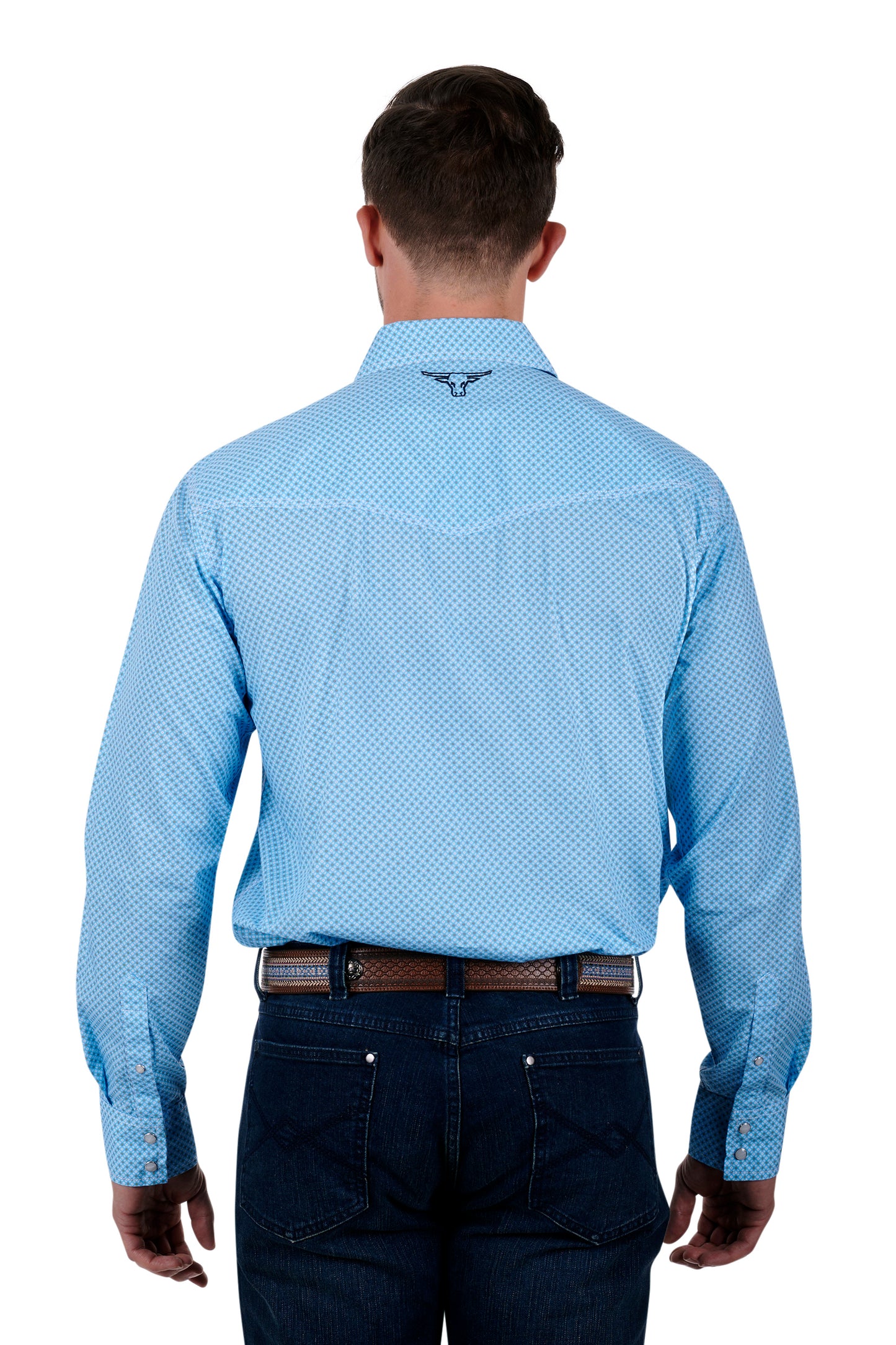 Pure Western Mens Thompson L/S Shirt - Blue/Tan - P3S1100757