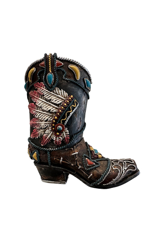 Pure Western Feather Boot Vase - P3S1924GFT