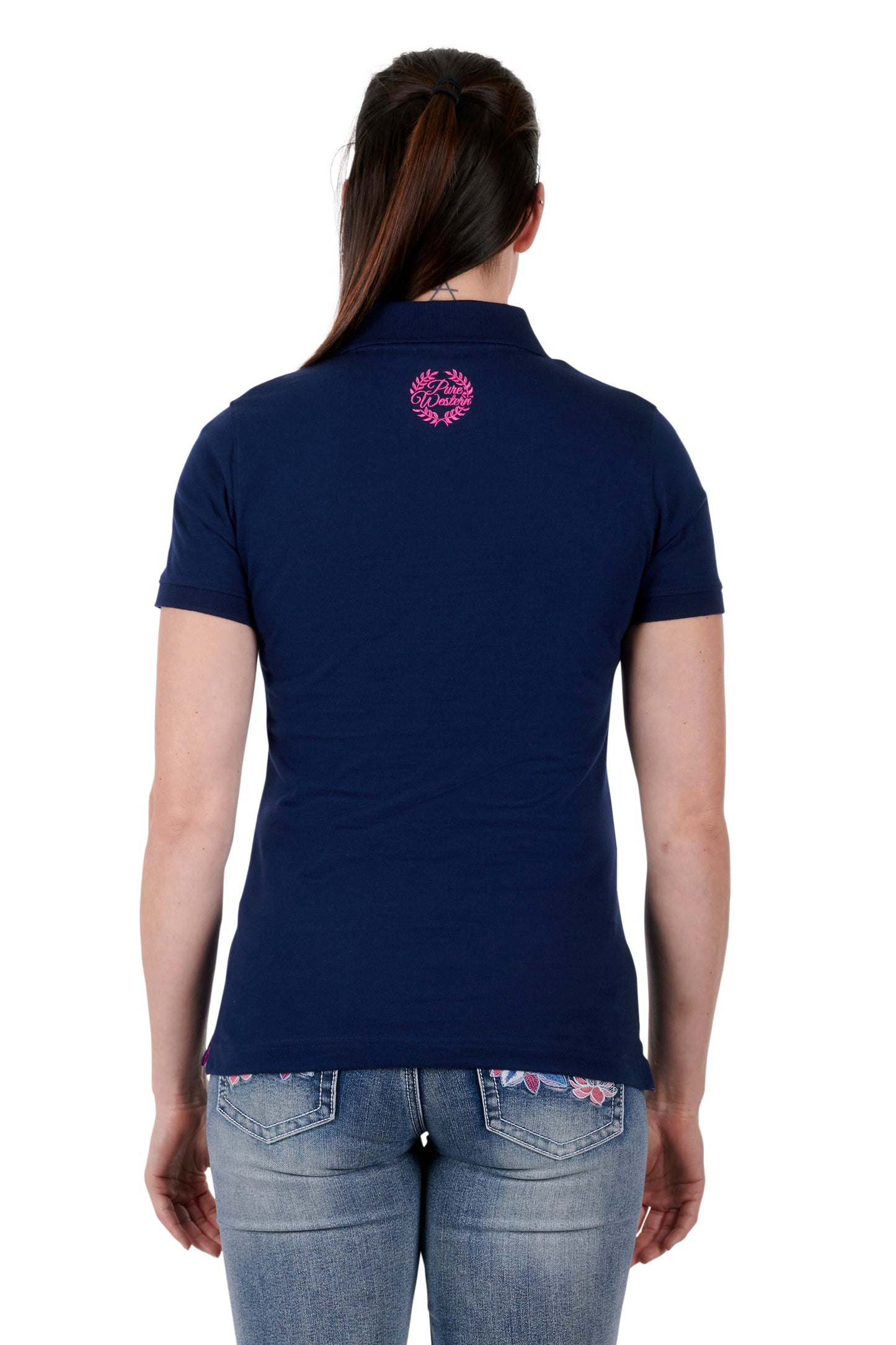 Pure Western Ladies Faye S/S Polo - Navy - P3S2563963