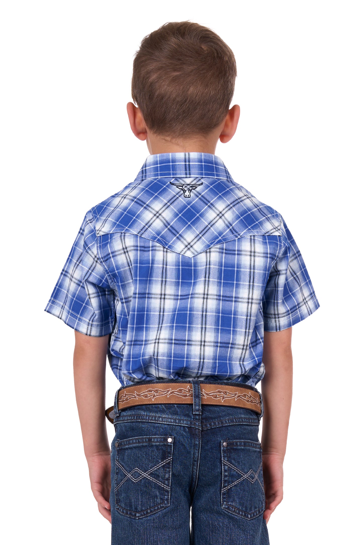 Pure Western Boys S/S Shirt - P4S3103958- Royal
