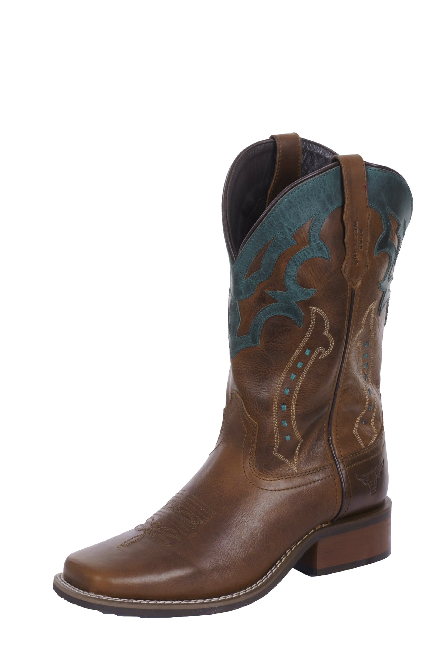 Pure Western Ladies Abilene Boot - Oiled Brown/Dark Teal - P4W28441