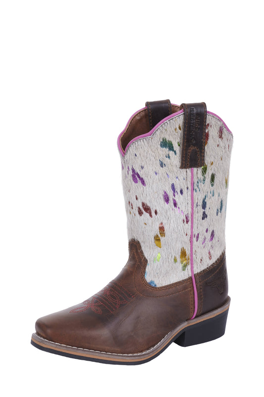 Pure Western Childrens Callie Boot - Dark Tan/Rainbow - P4W78105C