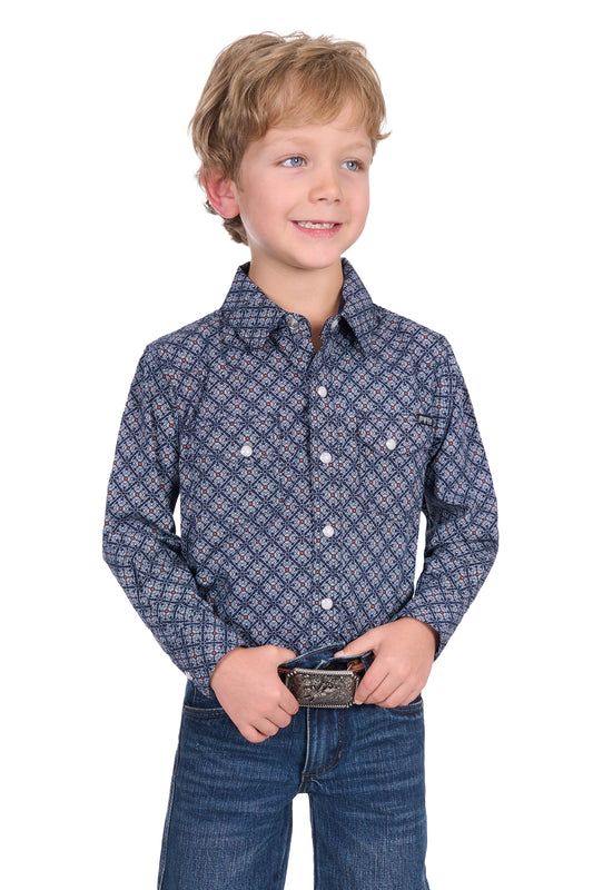 Pure Western Boys Douglas Print Western L/S Shirt