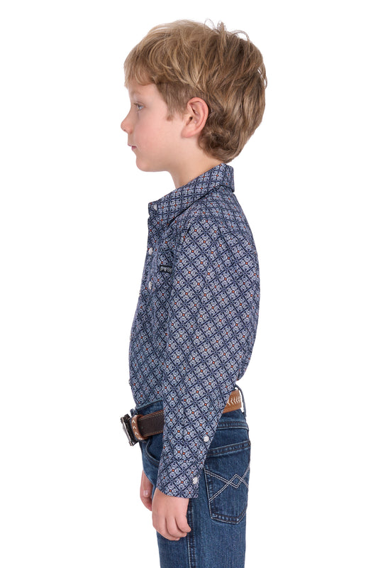 Pure Western Boys Douglas Print Western L/S Shirt