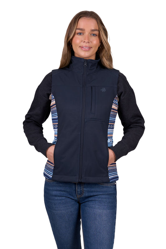 Pure Western Ladies Misha Soft Shell Vest - Navy