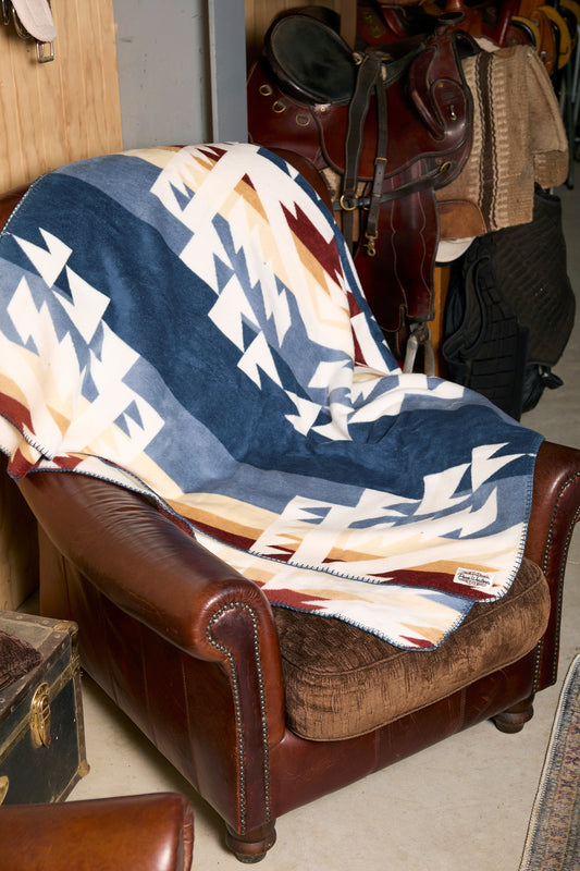 Pure Western Kayce Throw Blanket - Natural/Navy