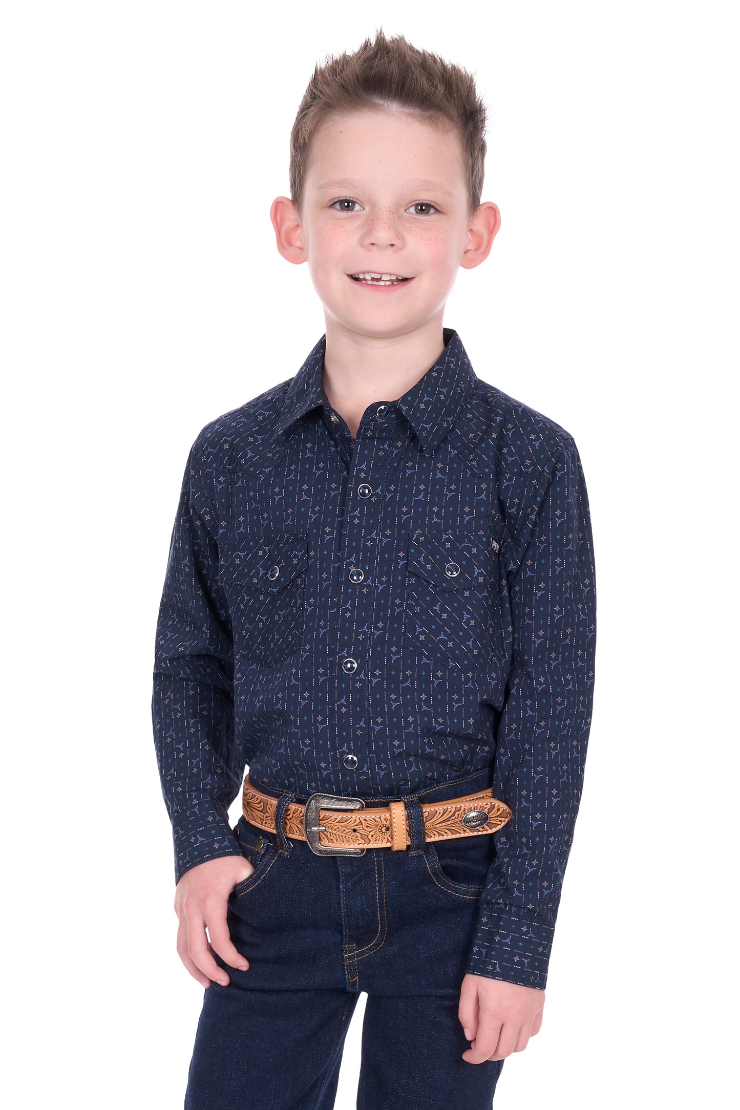Pure Western Boys Marc Print L/S Shirt - P6W3100161