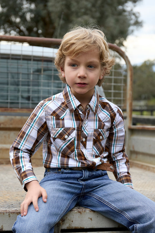 Pure Western Boys Roger Check L/S Shirt - P6W3100162