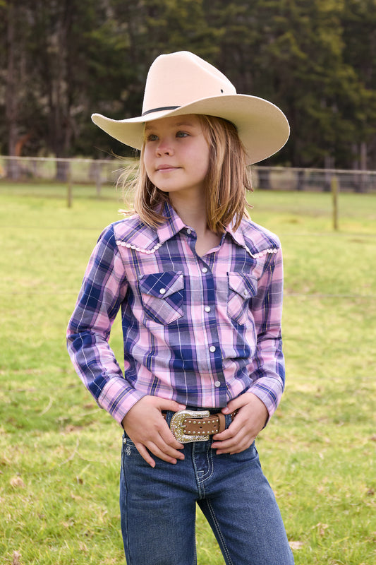 Pure Western Girls Arleen Check L/S Shirt - P6W5527199