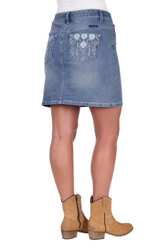 Pure Western Ladies Bailey Denim Skirt - PCP2407131