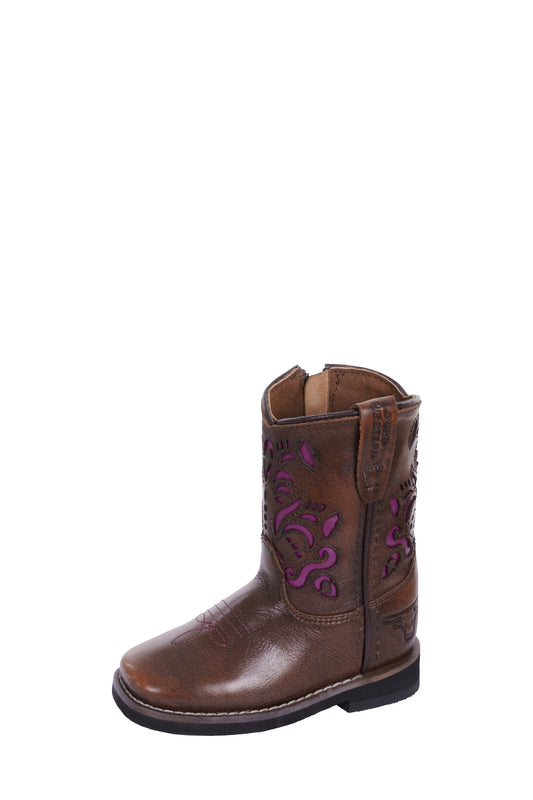 Pure Western Toddlers Ottie Boot - Antique Brown/Purple - PCP78101T