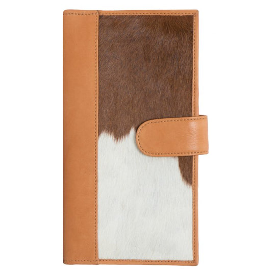 Travel Cowhide Clutch Wallet - Rochester - Tan and White 69936