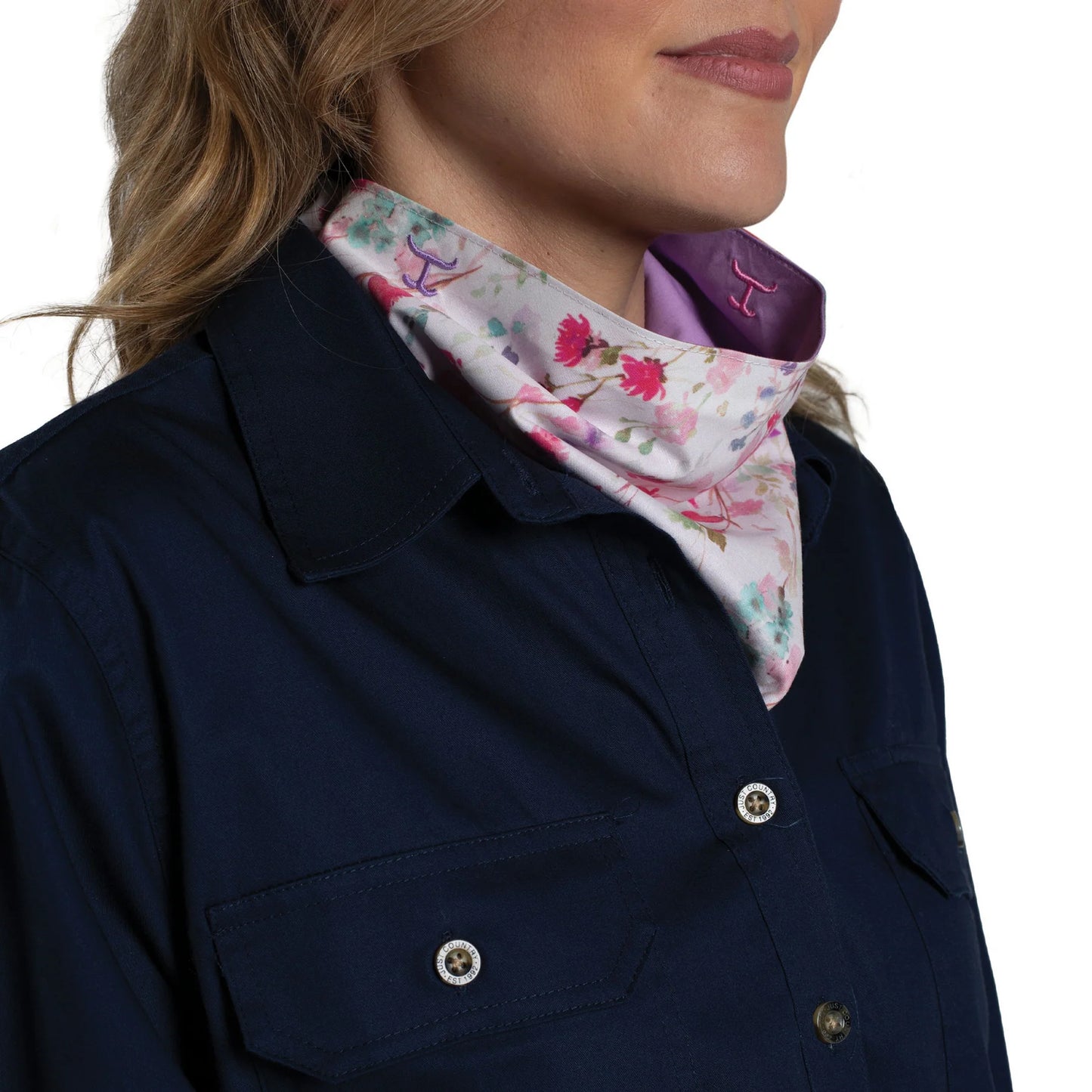 JC Ladies Carlee Double Sided Scarf - SCF2607 - Orchid/White Wildflowers