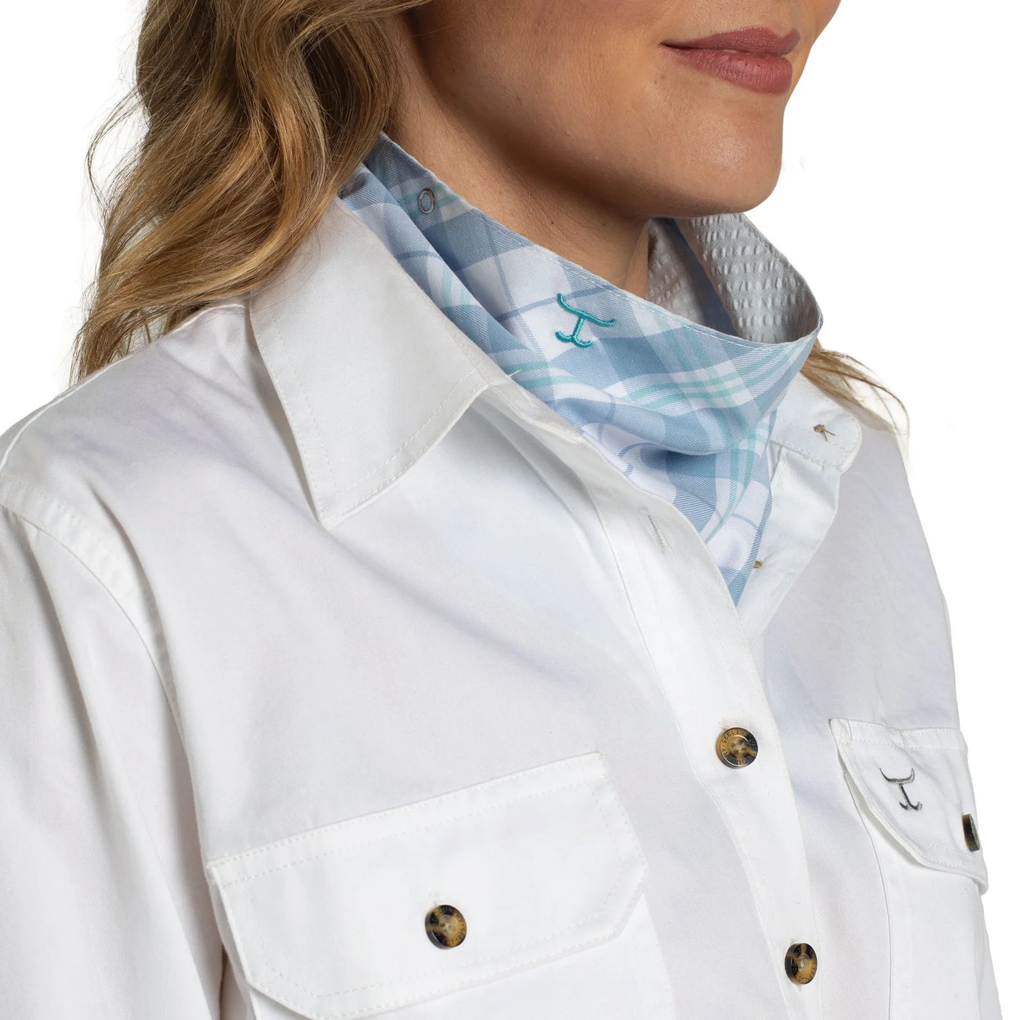 JC Ladies Carlee Double Sided Scarf - SCF2617 - Blue & White