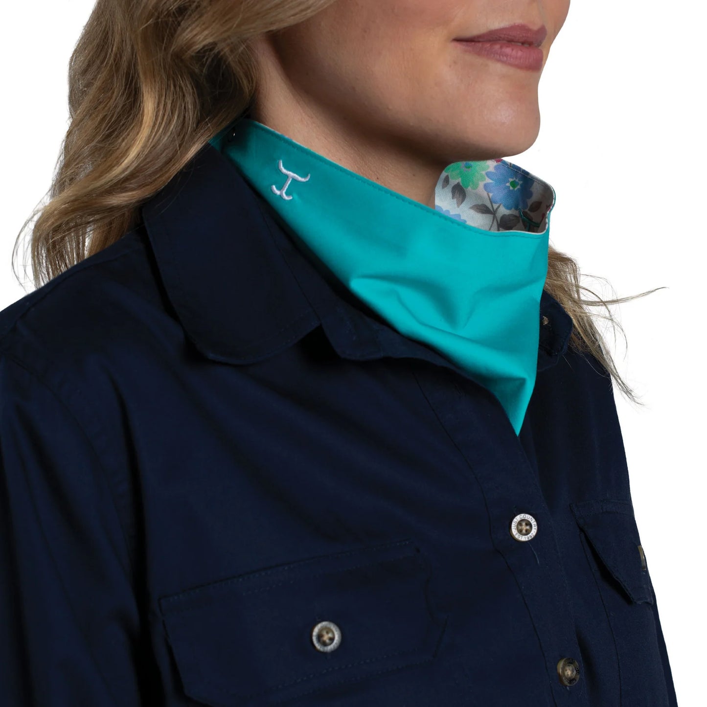 JC Ladies Carlee Double Sided Scarf - SCF2633 - Turquoise/White