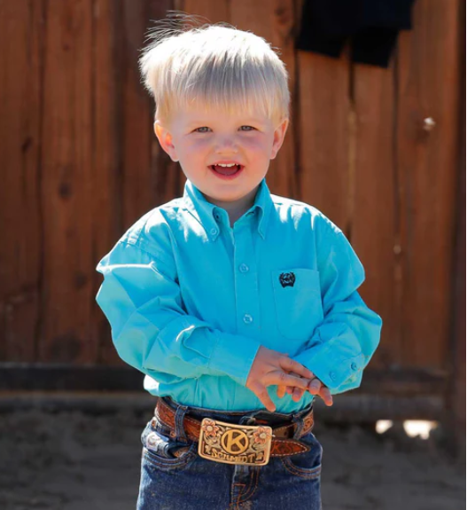 Cinch Infant Boys Solid Turquoise L/S Shirt