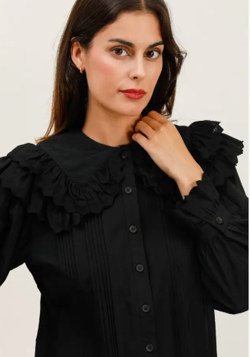 Ladies Blouse with Wide Ruffled Collar - 5878