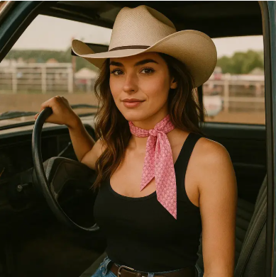 Pink Western Skinny Mini Wild Rag Scarf - TW132