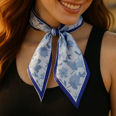 Blue Western Skinny Mini Wild Rag Scarf - TW146