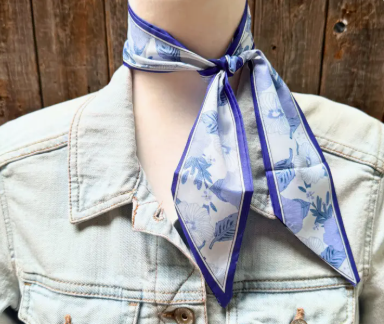 Blue Western Skinny Mini Wild Rag Scarf - TW146