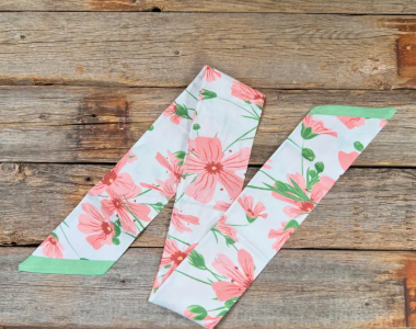 Pink and Green Western Skinny Mini Wild Rag Scarf - TW139