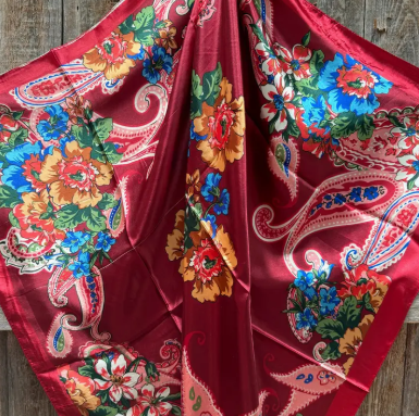 Big Red Floral Wild Rag/Scarf - 35 x 35" - WR1020