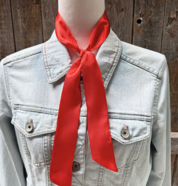 Electric Red Western Skinny Mini Wild Rag Scarf - TW306